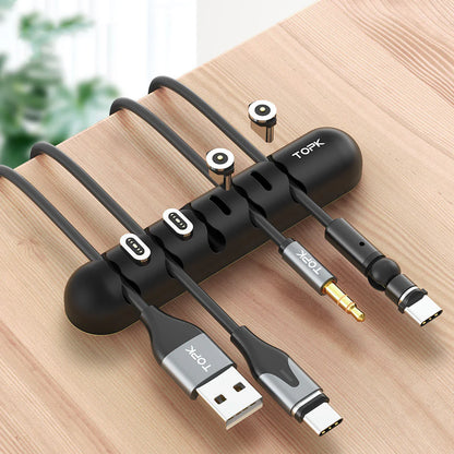 TOPK Cable Organizer & Magnetic Plug Box Silicone USB Cable Winder Flexible Cable Management Clips for Mouse Earphone Holder