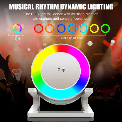 Multifunctional Four-in-one Small Night Lamp RGB Bluetooth Speaker Mobile Phone Holder 15W Wireless Charging