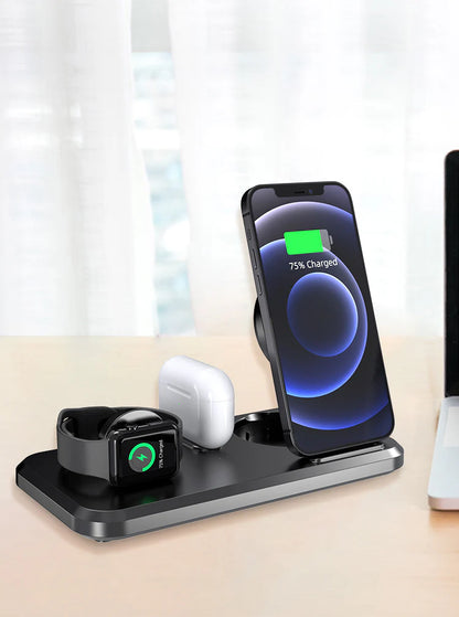 Compatible with Apple , The New 15W Three-in-one Wireless Charging Double Folding Multifunctional Wireless Charger Universal